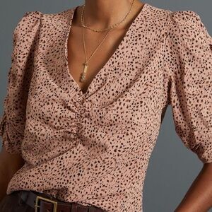Anthropologie bishop + young Sleek Ruched Blouse Blouse